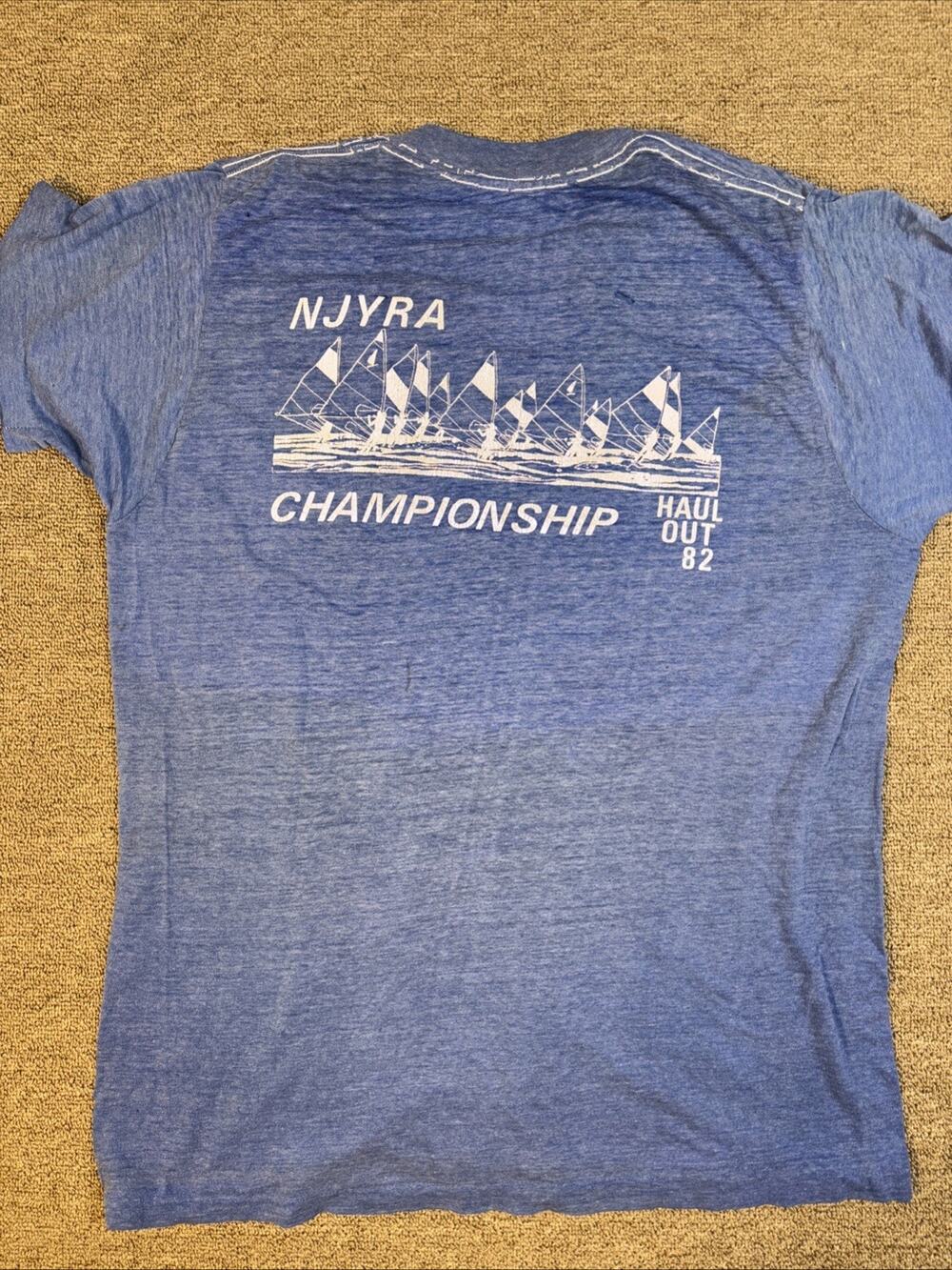 1982 NJYRA Windsurfing Championship Shirt Large 21x27 Single Stitch Nice